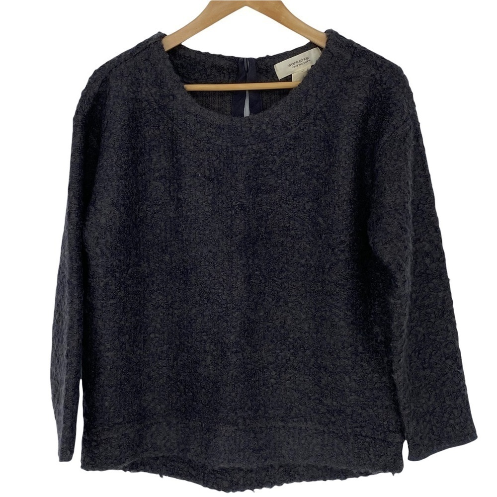 Workshop Andrea Jovine soft charcoal gray scoop neck boucle sweater, M